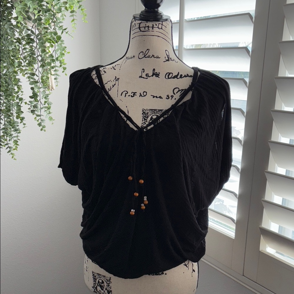 Guess slouchy blouse with bead accent ties